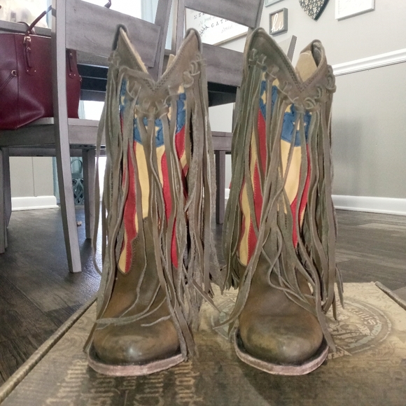 Liberty Black American Flag fringe Boots - Picture 4 of 6